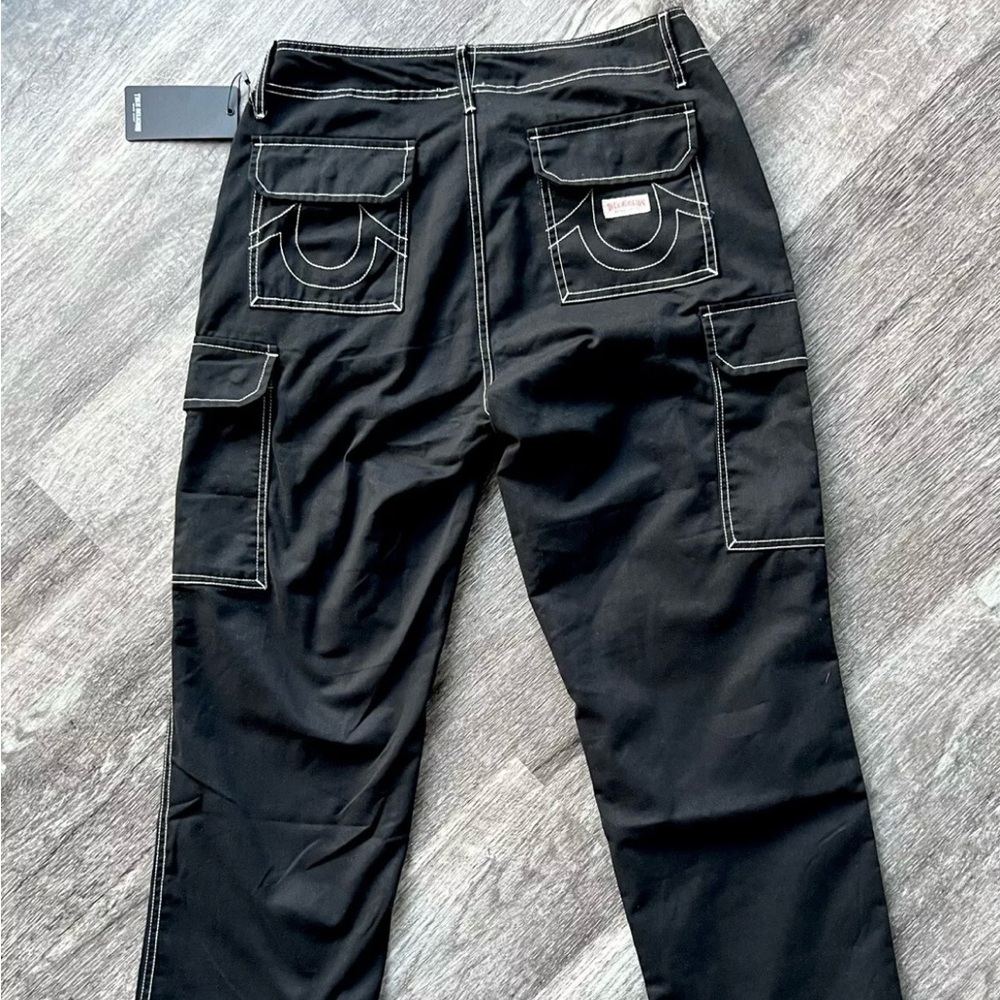 True Religion Jeans Men Size 36 Cargo Pants Jet Black NWT - Style #108335